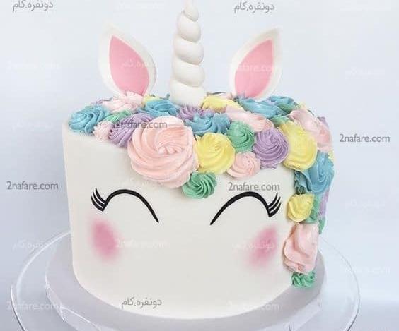 عکس کیک تولد دخترانه تک شاخ یک طبقه