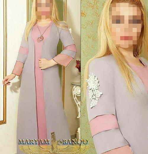عکس مدل مانتو دخترانه طوسی صورتی