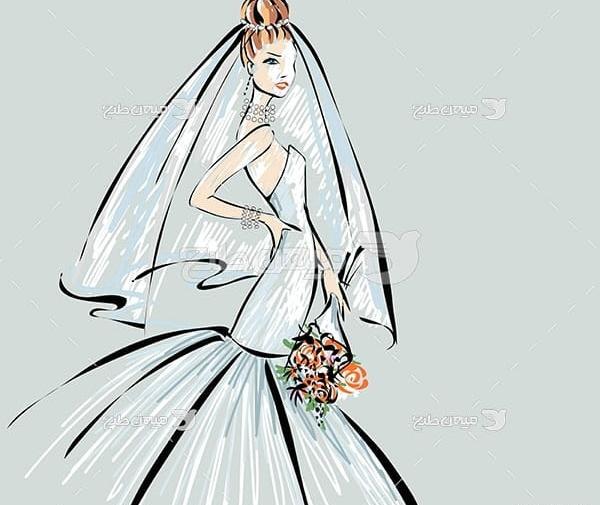 عکس عروس و داماد نقاشی
