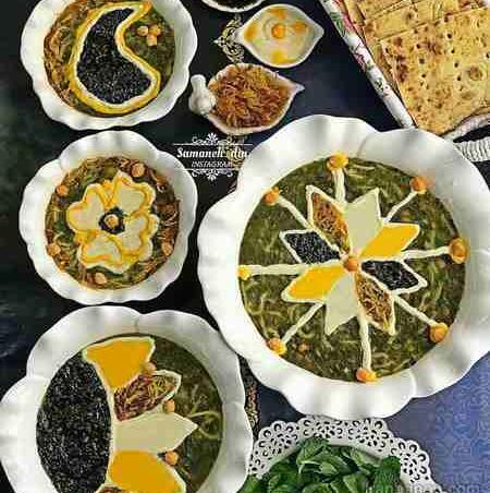 عکس آموزش تزیین آش رشته