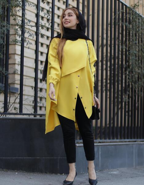عکس مدل مانتو طوسی زرد