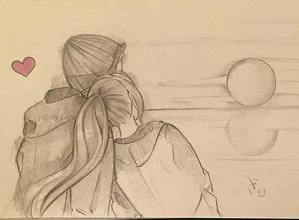عکس عاشقانه دونفره نقاشی