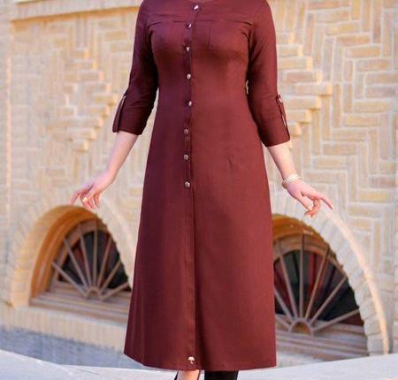 عکس مدل مانتو بلند دکمه دار