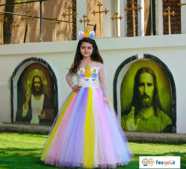 عکس لباس مجلسی دخترانه تک شاخ