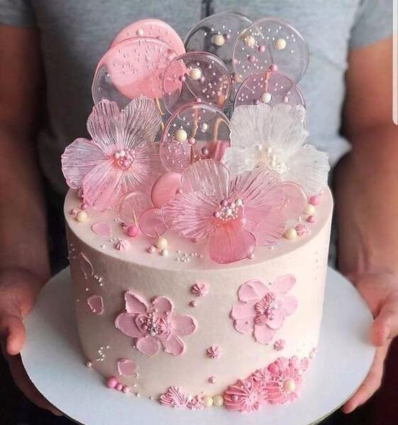 عکس کیک صورتی