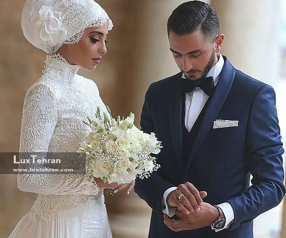 عکس عروس و داماد با حجاب قرآن بدست