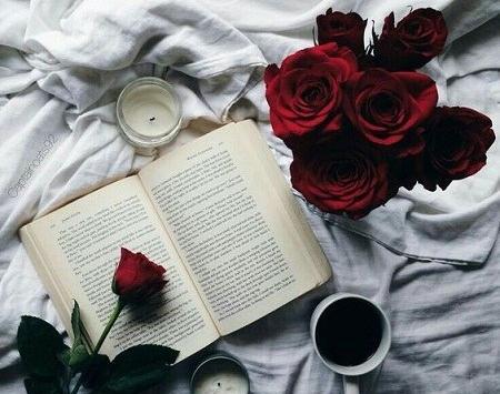 عکس کتاب و گل و چای