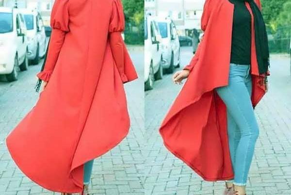 عکس مدل مانتو دخترانه جلو باز قرمز