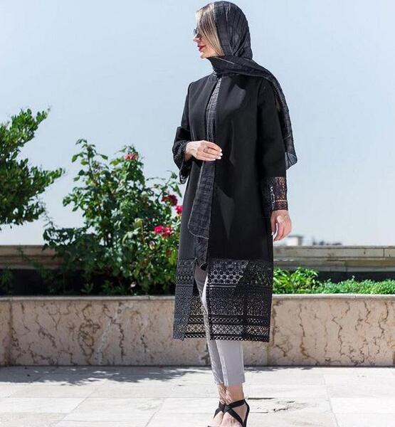 عکس مدل مانتو گیپور مشکی