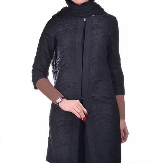 عکس مدل مانتو گیپور مشکی