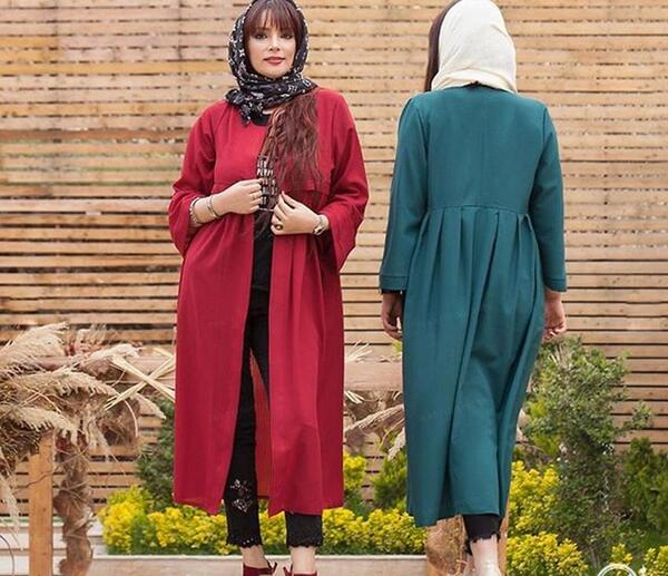 عکس مدل مانتو جدید بلند با پارچه کرپ