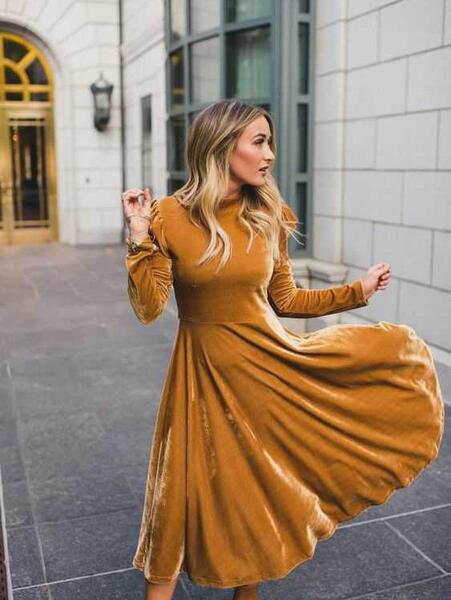 عکس لباس مجلسی زنانه خردلی