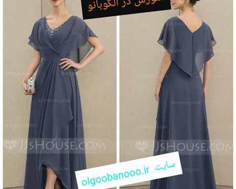 عکس لباس مجلسی حریر طرح دار