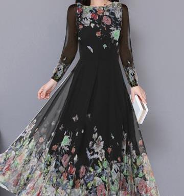 عکس لباس مجلسی حریر طرح دار