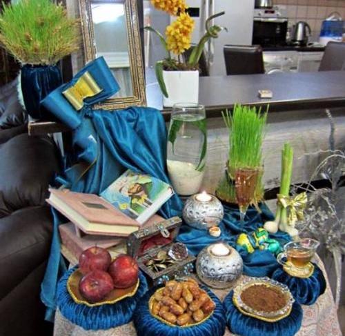 عکس ایده سفره هفت سین آبی
