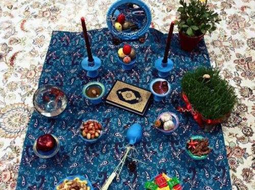 عکس ایده سفره هفت سین آبی
