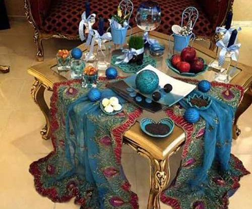عکس ایده سفره هفت سین آبی