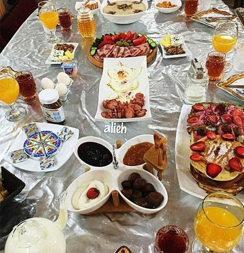 عکس صبحانه عروس و داماد