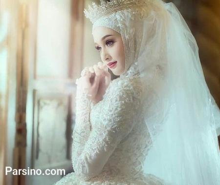 عکس لباس عروس آستین دار شیک