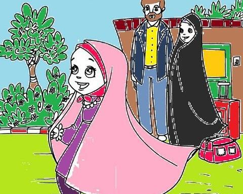 عکس نقاشی دختر با حجاب فانتزی