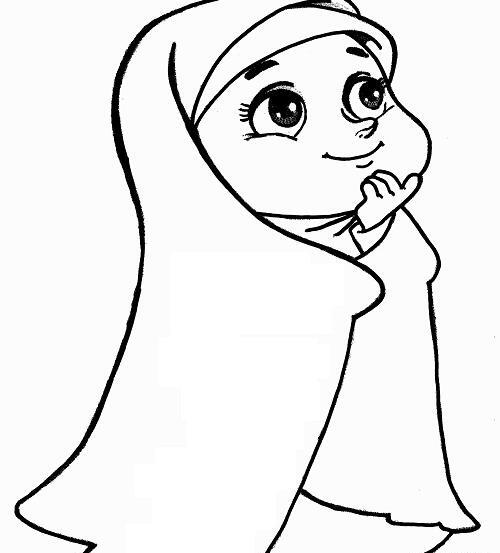 عکس نقاشی دختر با حجاب چادر