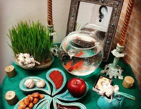 عکس سفره هفت سین فیروزه ای