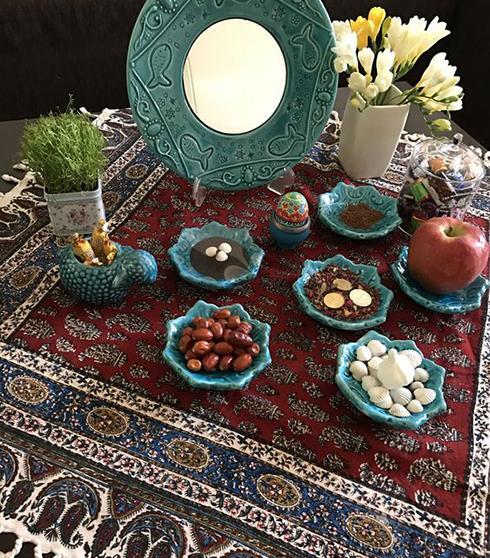 عکس سفره هفت سین فیروزه ای