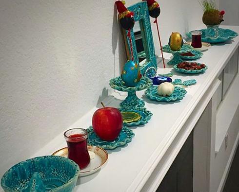 عکس سفره هفت سین فیروزه ای