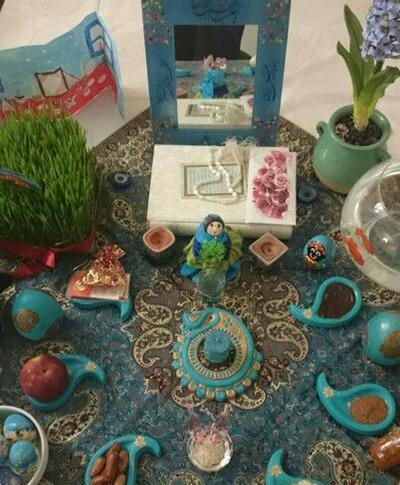 عکس سفره هفت سین فیروزه ای
