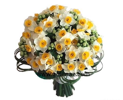 عکس دسته گل عروس با گل نرگس