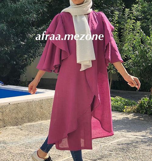 عکس مدل مانتو بلند اندامی چاک دار