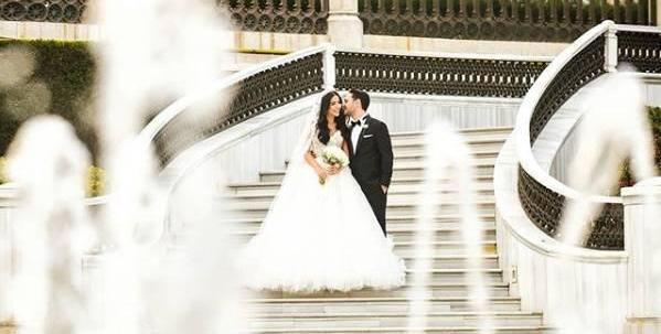 عکس عروس و داماد زیبا در باغ
