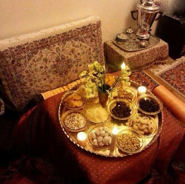 عکس ایده شب یلدا با ظروف مسی