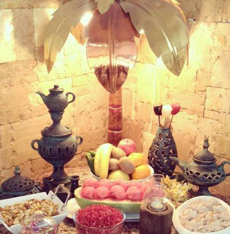 عکس ایده شب یلدا با ظروف مسی