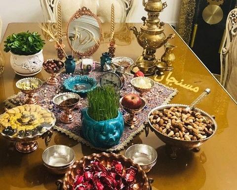 عکس ایده شب یلدا با ظروف مسی