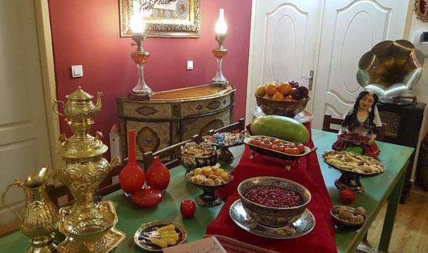 عکس ایده شب یلدا با ظروف مسی