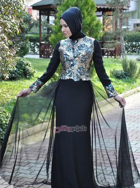 عکس لباس مجلسی بلند پوشیده ترکیه