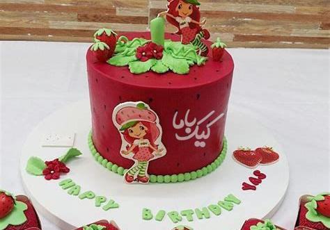 عکس روی کیک دختر توت فرنگی