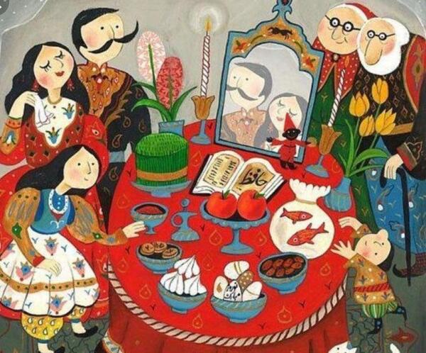 عکس نقاشی سفره هفت سین بچه گانه