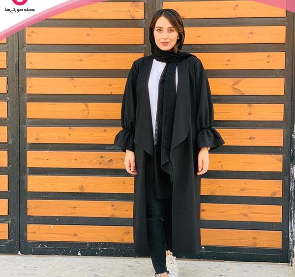 عکس مانتو بلند دخترانه مشکی
