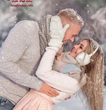 عکس دونفره عاشقانه در برف