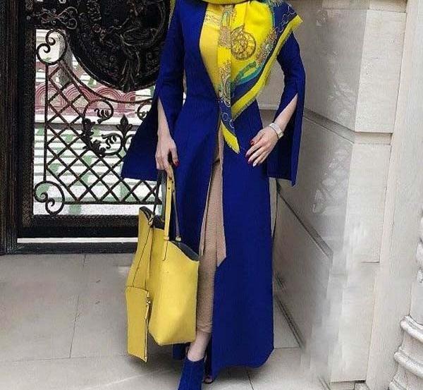 عکس مدل مانتو اسپرت آبی کاربنی