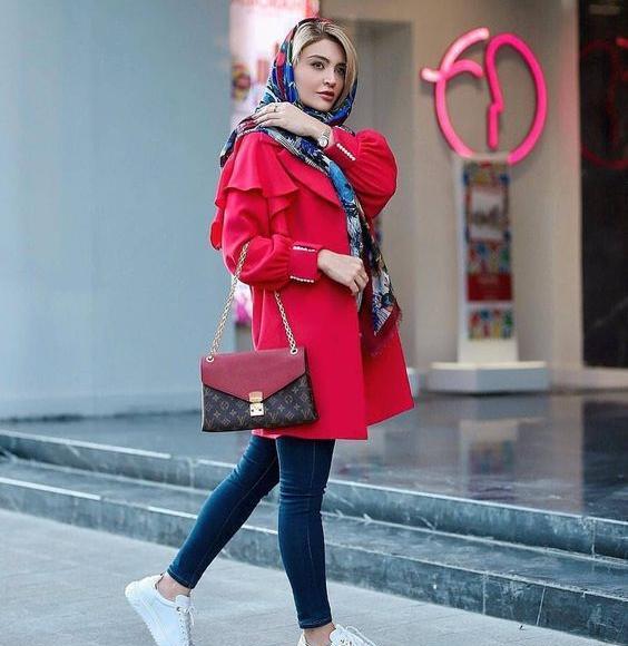عکس مانتو قرمز کوتاه
