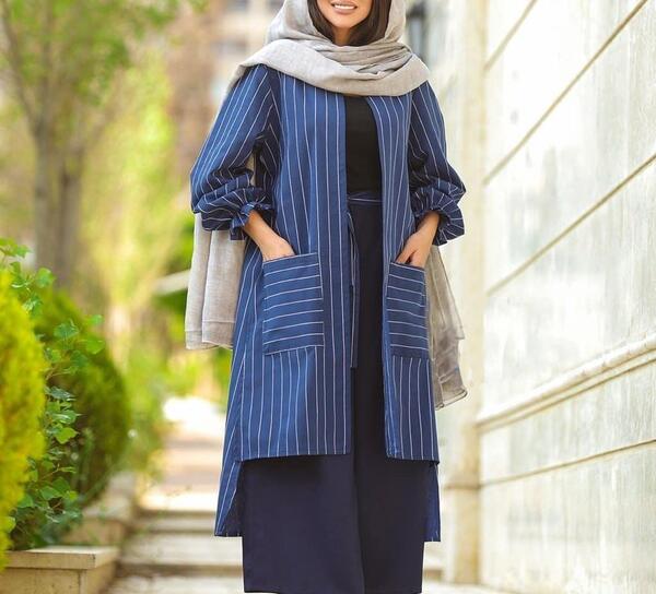 عکس مدل مانتو جلو باز جیب دار