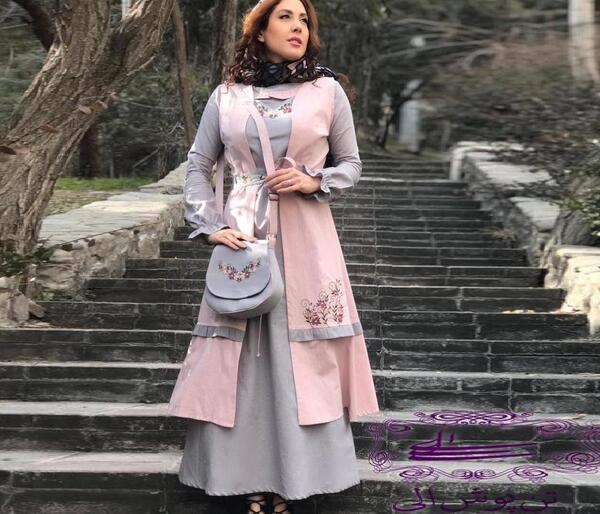 عکس مدل مانتو صورتی طوسی