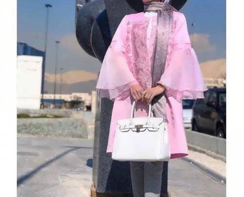 عکس مدل مانتو صورتی طوسی