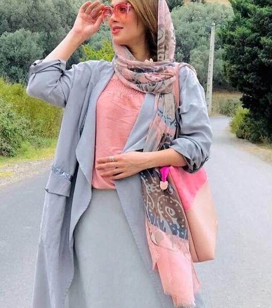 عکس مدل مانتو صورتی طوسی