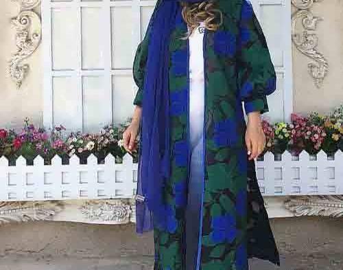 عکس مدل مانتو بلند طرح دار مجلسی