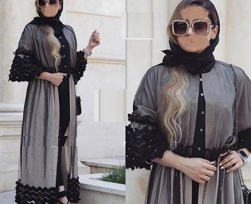 عکس مدل مانتو بلند طرح دار مجلسی