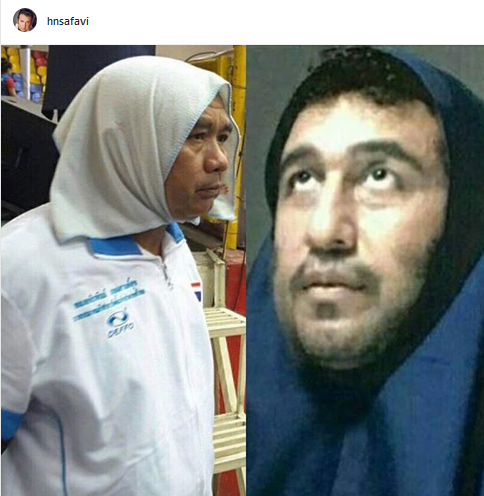 عکس رضا عطاران با مقنعه